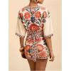 image:imageWomens 2 Piece Outfits Half Sleeve Crop Blouses and Wrap Skirts Set Boho Beach Vacation ClothesPink