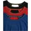 image:imageWomens 3 Packs Open Back Tops T Shirt Criss Cross Cut Out Tee Short Sleeve Crewneck Summer Backless TopsBlack Blue Red