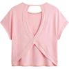 image:imageWomens 3 Packs Open Back Tops T Shirt Criss Cross Cut Out Tee Short Sleeve Crewneck Summer Backless TopsBlack Multicolor