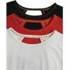 image:imageWomens 3 Packs Open Back Tops T Shirt Criss Cross Cut Out Tee Short Sleeve Crewneck Summer Backless TopsBlack Red Pink