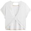 image:imageWomens 3 Packs Open Back Tops T Shirt Criss Cross Cut Out Tee Short Sleeve Crewneck Summer Backless TopsBlue Multicolor