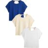 image:imageWomens 3 Packs Open Back Tops T Shirt Criss Cross Cut Out Tee Short Sleeve Crewneck Summer Backless TopsBlue Multicolor