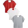 image:imageWomens 3 Packs Open Back Tops T Shirt Criss Cross Cut Out Tee Short Sleeve Crewneck Summer Backless TopsBlue Pink Black