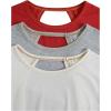 image:imageWomens 3 Packs Open Back Tops T Shirt Criss Cross Cut Out Tee Short Sleeve Crewneck Summer Backless TopsBlue Pink Black