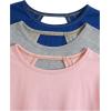 image:imageWomens 3 Packs Open Back Tops T Shirt Criss Cross Cut Out Tee Short Sleeve Crewneck Summer Backless TopsBlue Pink Grey