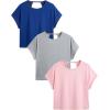 image:imageWomens 3 Packs Open Back Tops T Shirt Criss Cross Cut Out Tee Short Sleeve Crewneck Summer Backless TopsBlue Pink Grey