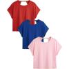 image:imageWomens 3 Packs Open Back Tops T Shirt Criss Cross Cut Out Tee Short Sleeve Crewneck Summer Backless TopsBlue Pink Red