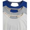image:imageWomens 3 Packs Open Back Tops T Shirt Criss Cross Cut Out Tee Short Sleeve Crewneck Summer Backless TopsBlue White Grey