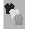 image:imageWomens 3 Packs Open Back Tops T Shirt Criss Cross Cut Out Tee Short Sleeve Crewneck Summer Backless TopsMulticolor