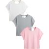 image:imageWomens 3 Packs Open Back Tops T Shirt Criss Cross Cut Out Tee Short Sleeve Crewneck Summer Backless TopsPink Grey White