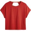 image:imageWomens 3 Packs Open Back Tops T Shirt Criss Cross Cut Out Tee Short Sleeve Crewneck Summer Backless TopsPink Multicolor