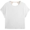 image:imageWomens 3 Packs Open Back Tops T Shirt Criss Cross Cut Out Tee Short Sleeve Crewneck Summer Backless TopsPink White Black