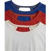 image:imageWomens 3 Packs Open Back Tops T Shirt Criss Cross Cut Out Tee Short Sleeve Crewneck Summer Backless TopsRed White Blue