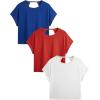 image:imageWomens 3 Packs Open Back Tops T Shirt Criss Cross Cut Out Tee Short Sleeve Crewneck Summer Backless TopsRed White Blue