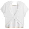 image:imageWomens 3 Packs Open Back Tops T Shirt Criss Cross Cut Out Tee Short Sleeve Crewneck Summer Backless TopsWhite Multicolor