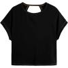 image:imageWomens 3 Packs Open Back Tops T Shirt Criss Cross Cut Out Tee Short Sleeve Crewneck Summer Backless TopsWhite Multicolor