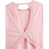 image:imageWomens 3 Packs Open Back Tops T Shirt Criss Cross Cut Out Tee Short Sleeve Crewneck Summer Backless TopsWhite Pink Black