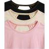 image:imageWomens 3 Packs Open Back Tops T Shirt Criss Cross Cut Out Tee Short Sleeve Crewneck Summer Backless TopsWhite Pink Black