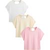 image:imageWomens 3 Packs Open Back Tops T Shirt Criss Cross Cut Out Tee Short Sleeve Crewneck Summer Backless TopsYellow Multicolor