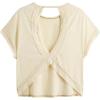 image:imageWomens 3 Packs Open Back Tops T Shirt Criss Cross Cut Out Tee Short Sleeve Crewneck Summer Backless TopsYellow Multicolor
