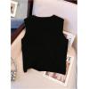 image:imageWomens Button Down Sweater Vest Sleeveless Crewneck Knit Outerwear Old Money KnitwearBlack