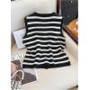 image:imageWomens Button Down Sweater Vest Sleeveless Crewneck Knit Outerwear Old Money KnitwearBlack and White