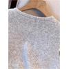 image:imageWomens Button Down Sweater Vest Sleeveless Crewneck Knit Outerwear Old Money KnitwearLight Grey