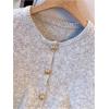 image:imageWomens Button Down Sweater Vest Sleeveless Crewneck Knit Outerwear Old Money KnitwearLight Grey