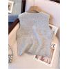 image:imageWomens Button Down Sweater Vest Sleeveless Crewneck Knit Outerwear Old Money KnitwearLight Grey