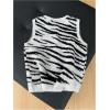 image:imageWomens Button Down Sweater Vest Sleeveless Crewneck Knit Outerwear Old Money KnitwearZebra Grey