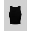 image:imageWomens Cherry Print Cropped Tank Top Scoop Neck Sleeveless Slim Fit Summer TopsSoft Black