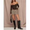 image:imageWomens Elegant Mini Shorts Dressy Casual Office Work Summer Shorts with PocketsCoffee Brown