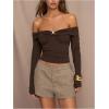 image:imageWomens Elegant Mini Shorts Dressy Casual Office Work Summer Shorts with PocketsCoffee Brown
