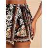 image:imageWomens Floral Graphic Skirt Shorts Drawstring Waist Tropical Boho Wrap SkortsBlack