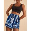 image:imageWomens Floral Graphic Skirt Shorts Drawstring Waist Tropical Boho Wrap SkortsBlue