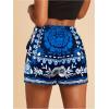 image:imageWomens Floral Graphic Skirt Shorts Drawstring Waist Tropical Boho Wrap SkortsBlue