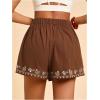 image:imageWomens Floral Graphic Skirt Shorts Drawstring Waist Tropical Boho Wrap SkortsBrown