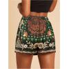 image:imageWomens Floral Graphic Skirt Shorts Drawstring Waist Tropical Boho Wrap SkortsDark Green