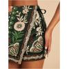 image:imageWomens Floral Graphic Skirt Shorts Drawstring Waist Tropical Boho Wrap SkortsDark Green