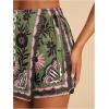 image:imageWomens Floral Graphic Skirt Shorts Drawstring Waist Tropical Boho Wrap SkortsGreen