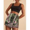 image:imageWomens Floral Graphic Skirt Shorts Drawstring Waist Tropical Boho Wrap SkortsGreen