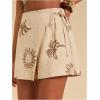 image:imageWomens Floral Graphic Skirt Shorts Drawstring Waist Tropical Boho Wrap SkortsKhaki