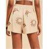 image:imageWomens Floral Graphic Skirt Shorts Drawstring Waist Tropical Boho Wrap SkortsKhaki