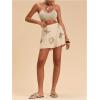 image:imageWomens Floral Graphic Skirt Shorts Drawstring Waist Tropical Boho Wrap SkortsKhaki