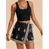 image:imageWomens Floral Graphic Skirt Shorts Drawstring Waist Tropical Boho Wrap SkortsMulticolor
