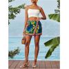 image:imageWomens Floral Graphic Skirt Shorts Drawstring Waist Tropical Boho Wrap SkortsMulticolor Blue