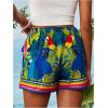 image:imageWomens Floral Graphic Skirt Shorts Drawstring Waist Tropical Boho Wrap SkortsMulticolor Blue
