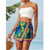 image:imageWomens Floral Graphic Skirt Shorts Drawstring Waist Tropical Boho Wrap SkortsMulticolor Blue