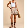 image:imageWomens Floral Graphic Skirt Shorts Drawstring Waist Tropical Boho Wrap SkortsMulticolor Khaki