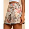 image:imageWomens Floral Graphic Skirt Shorts Drawstring Waist Tropical Boho Wrap SkortsMulticolor Khaki